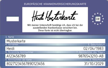 EHIC - Rückseite der elektronischen Gesundheitskarte