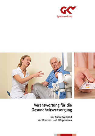 Das Titelbild der Imagebroschüre zeigt eine Ärztin, die einem älteren Patienten einen Befund erklärt.