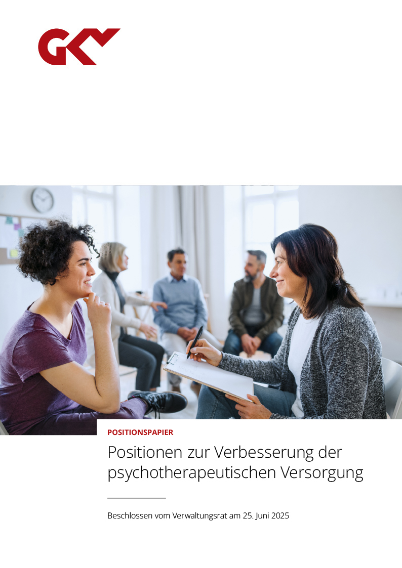 zeigt das Deckblatt des Positionspapiers zur Verbesserung der psychotherapeutischen Versorgung